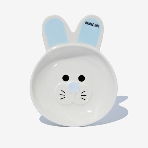 Bunny Dish -  White Baby Blue Glossy