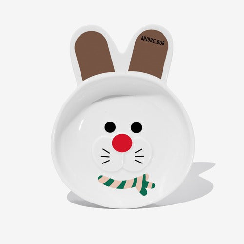 Christmas Bunny Dish -  White