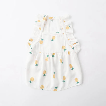 Pineapple Pattern Frill Dress - M