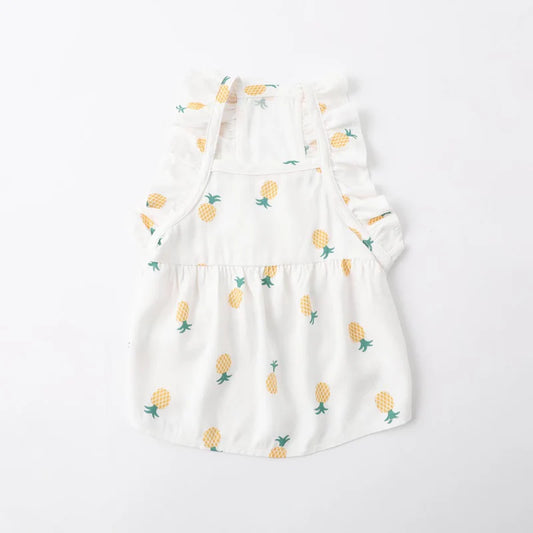 Pineapple Pattern Frill Dress - M