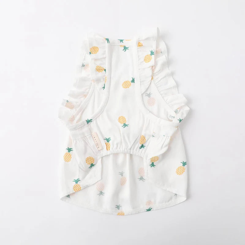 Pineapple Pattern Frill Dress - M