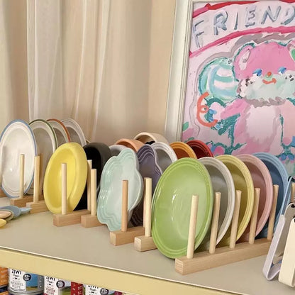 Wood Pet Bowl Storage Rack