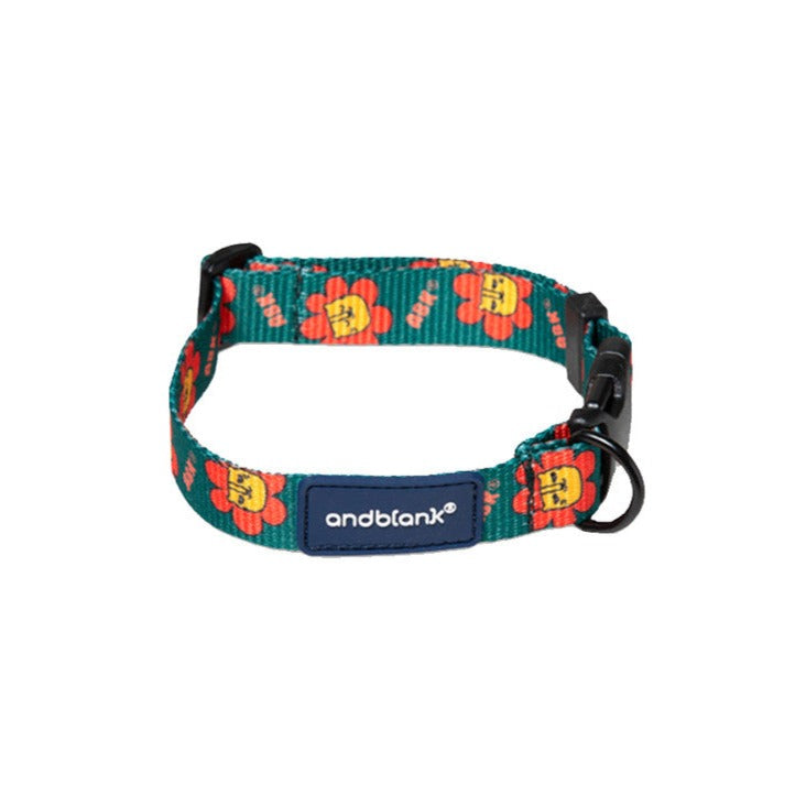 Flower Lion Pet Collar - Green