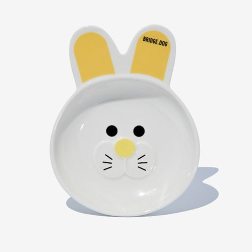 Bunny Dish -  White Yellow Glossy