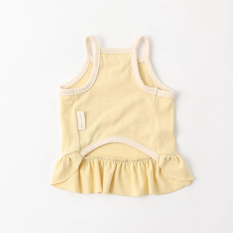 Button Piping Cami Dress - Yellow S