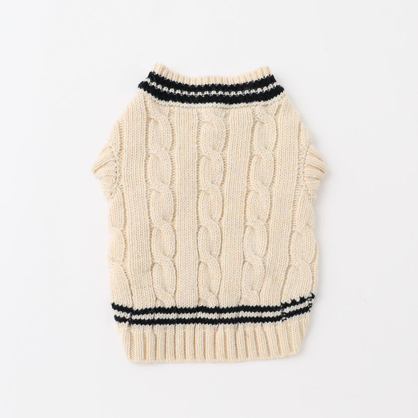 Knit Sweater Vest - Ivory L