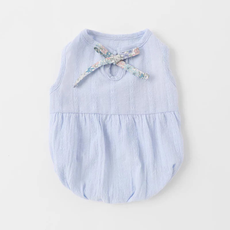 Flower Ribbon Blouse - Blue S