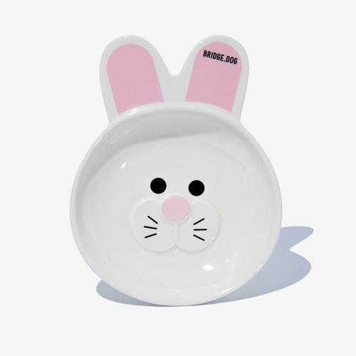 Bunny Dish -  White Pink Glossy